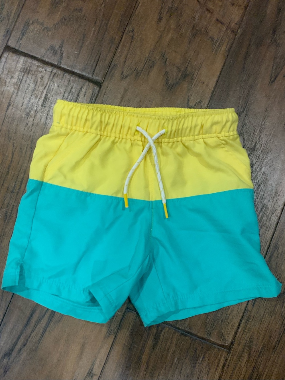 Old Navy Yellow and Green Colorblock Swim Shorts